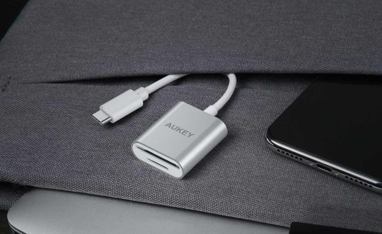 AUKEY USB C Card Reader Dual-Slot SD:Micro SD USB 3.0 Mini Card Reader for MacBook Pro