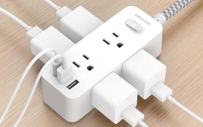 BESHON Power Strip with 6 AC Outlets and 3 USB Ports 