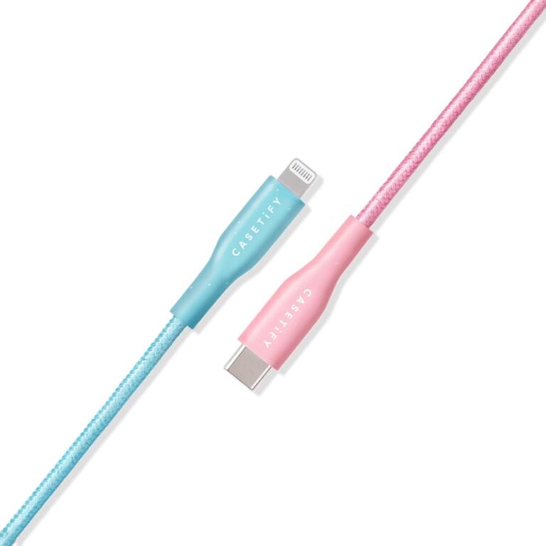 CASETiFY Powerthru USB-C to Lightning Cable (1m:3.3ft) - Cotton Candy