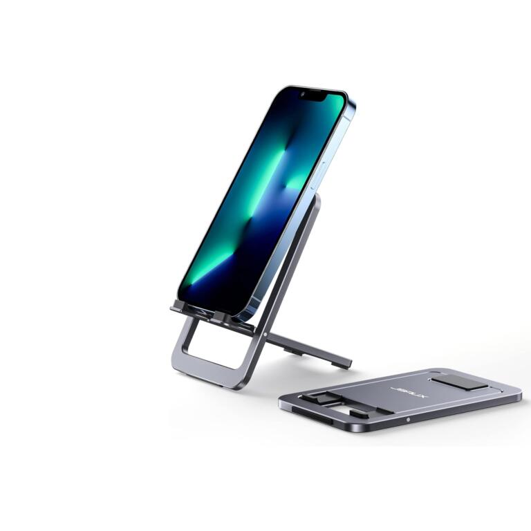 JSAUX Cell Phone Stand, Foldable Aluminum Adjustable Travel Phone Holder for Desk