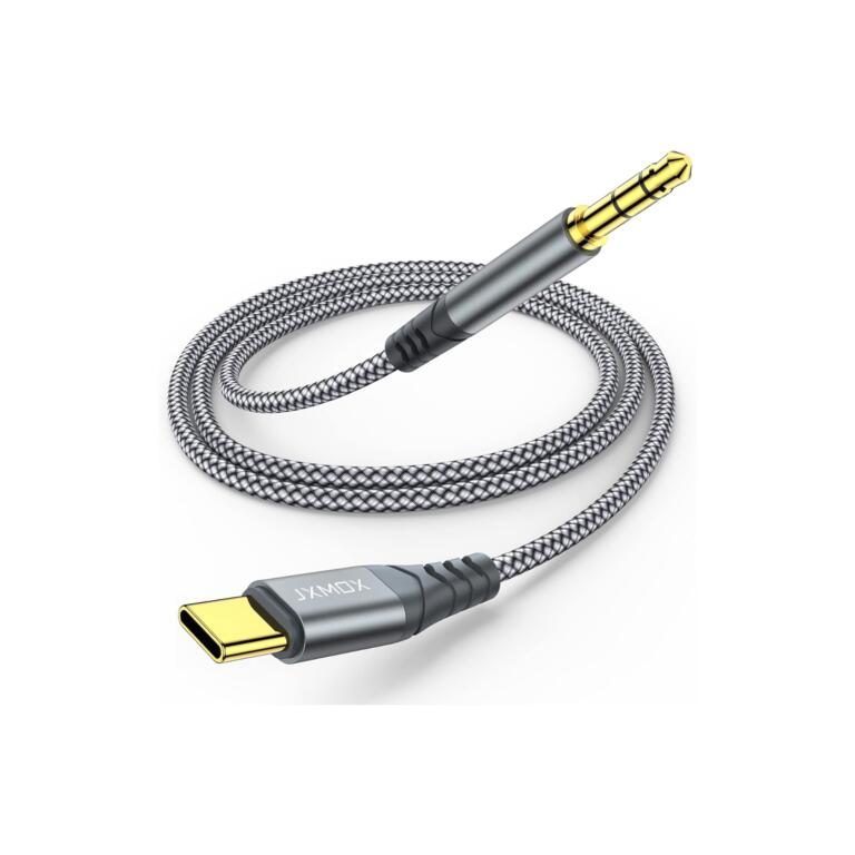 JXMOX USB C to 3.5mm Audio Aux Jack Cable (4ft)