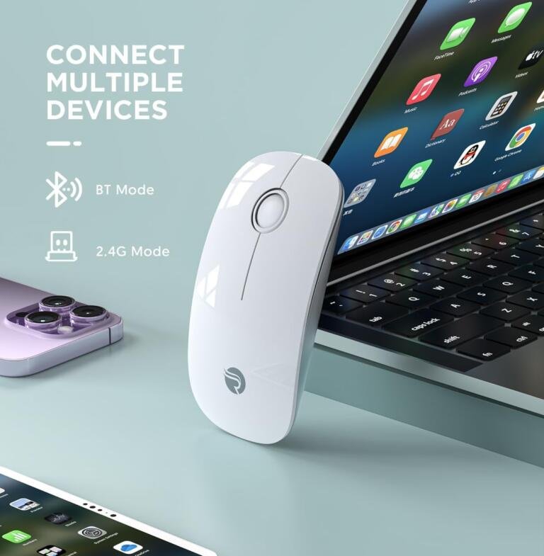 RAPIQUE Bluetooth Wireless Mouse - (BT5.1+USB) Slim Dual Mode Computer Mice