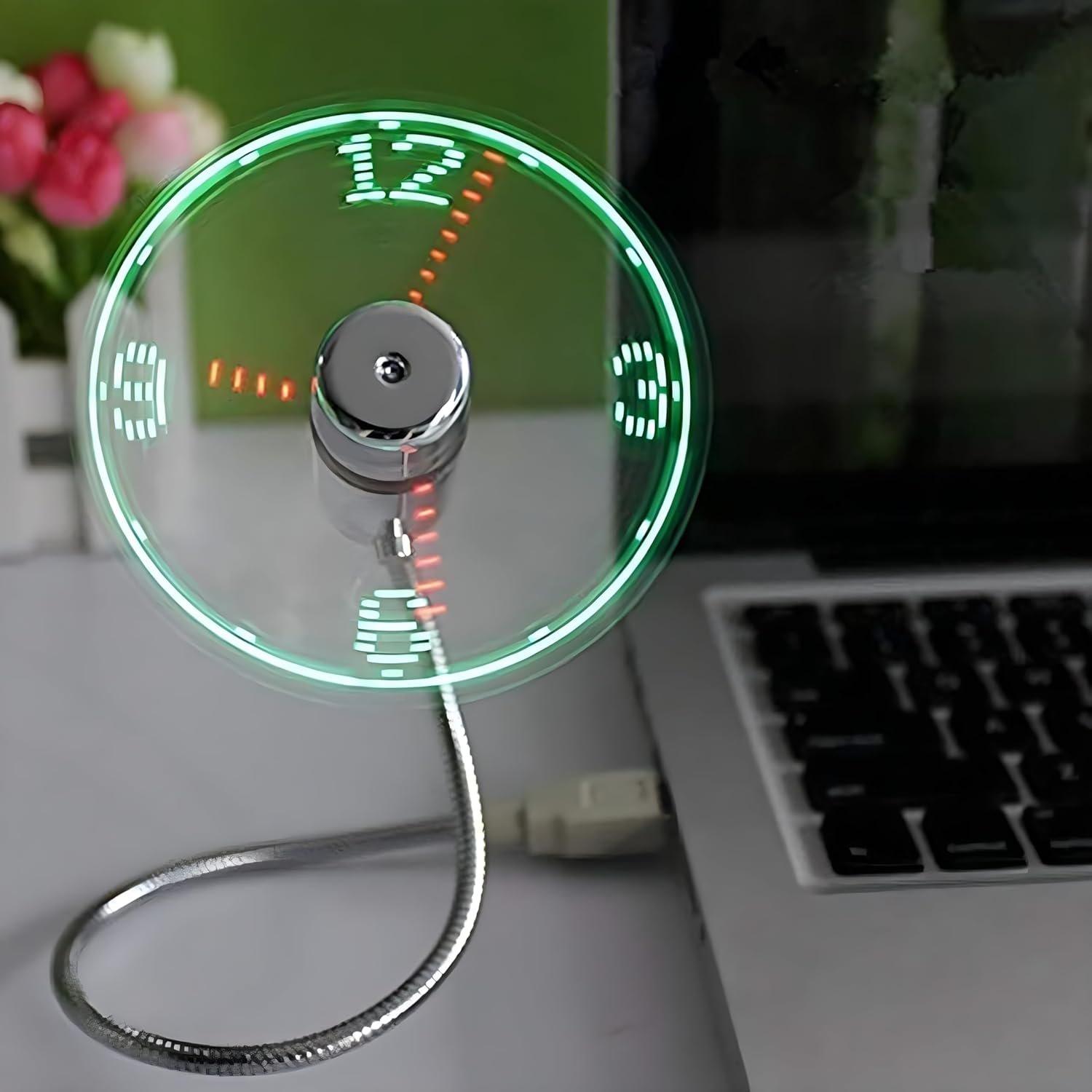 ONXE LED USB Clock Fan with Real Time Display Function